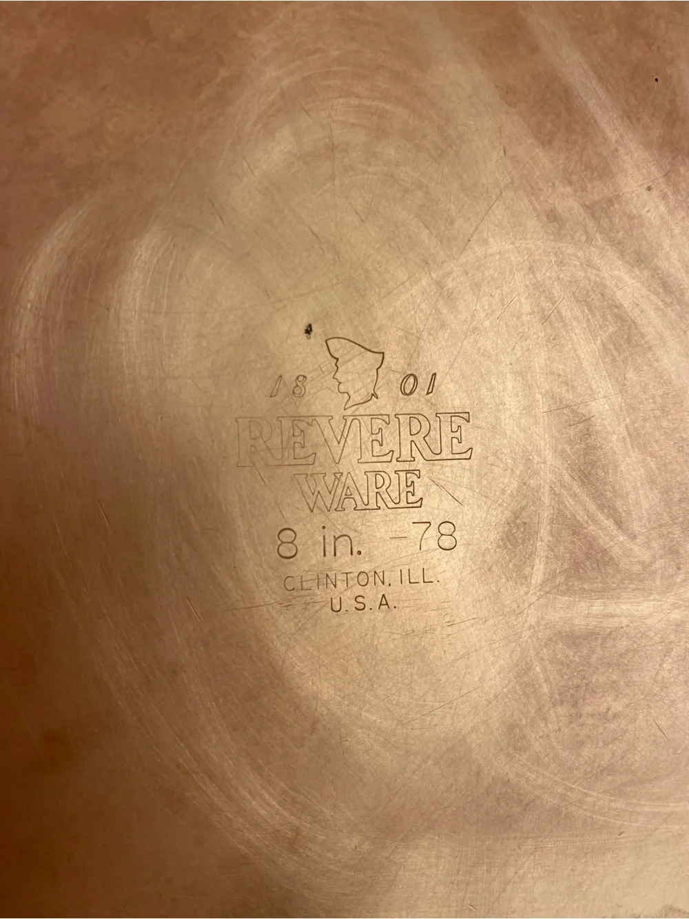 Vtg RevereWare Copper Clad 8” Skillet & Lid.  Made 1978 Clinton, IL NICE
